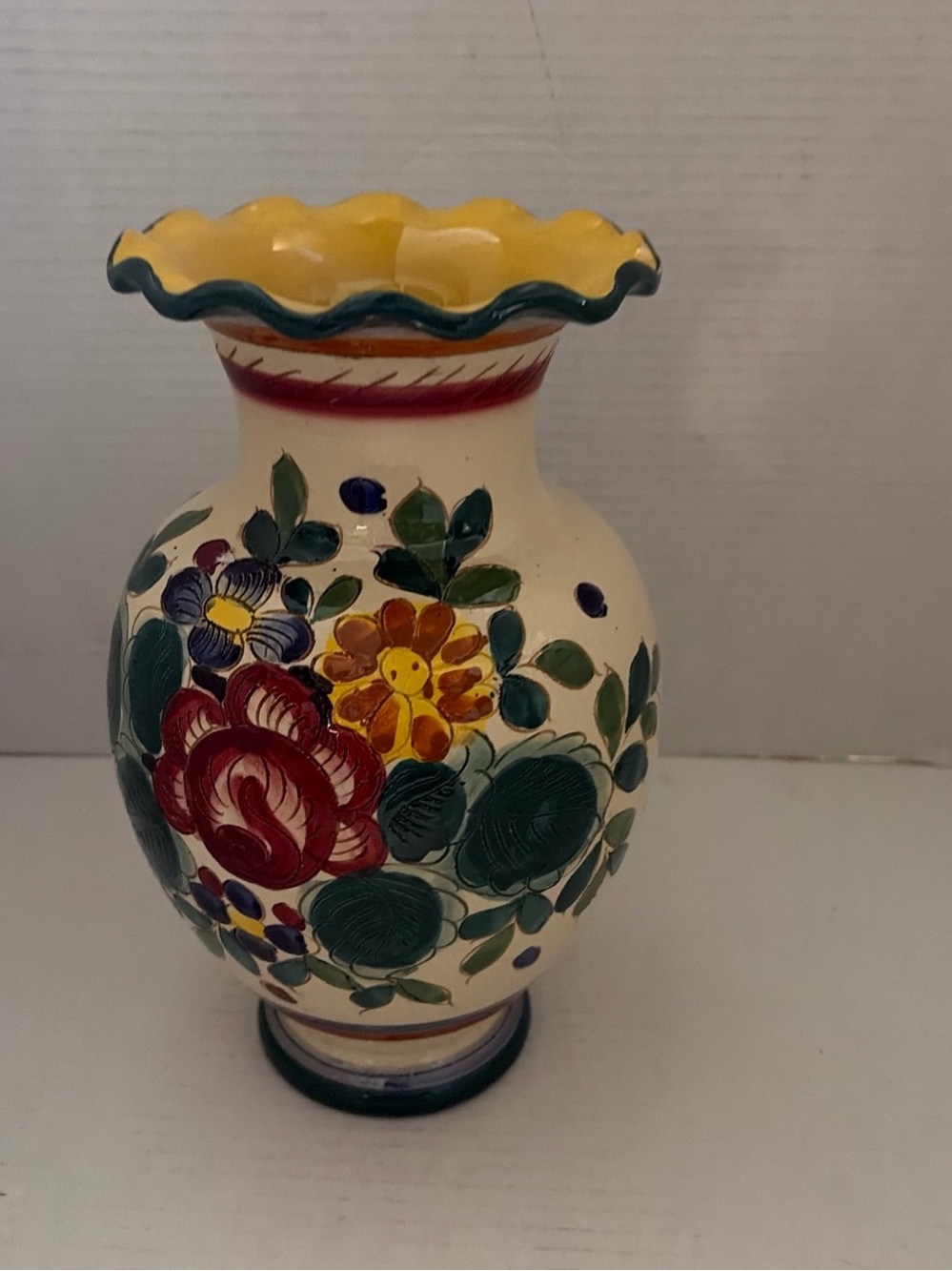 Hand-Painted Yellow Floral Ceramic Vase